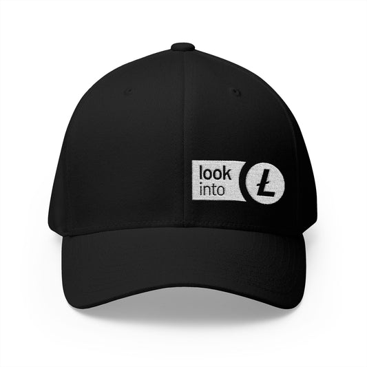 Embroidered Crypto Logo Cap — 'look into ' Front & 'ltc > btc' Back