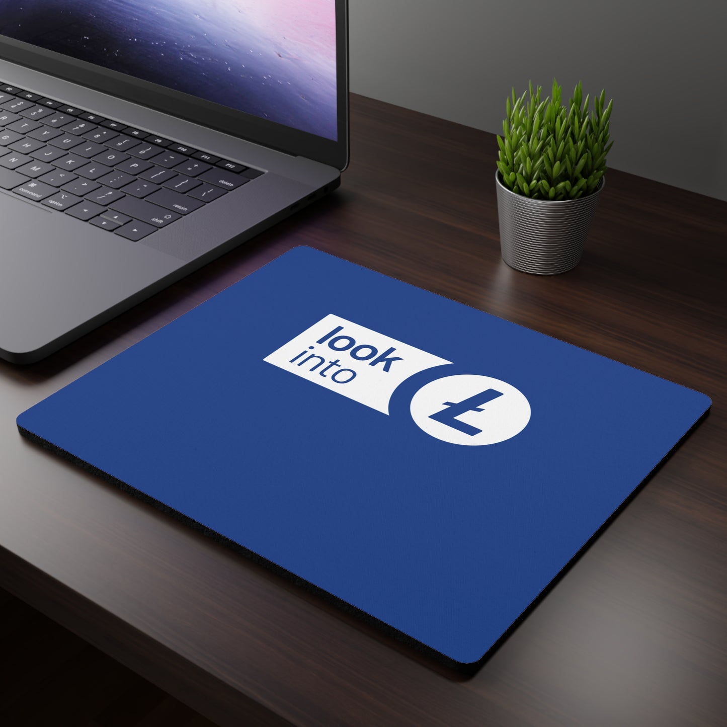 Look Into Pattern Rectangular Mouse Pad — Blue Logo Desk Mat