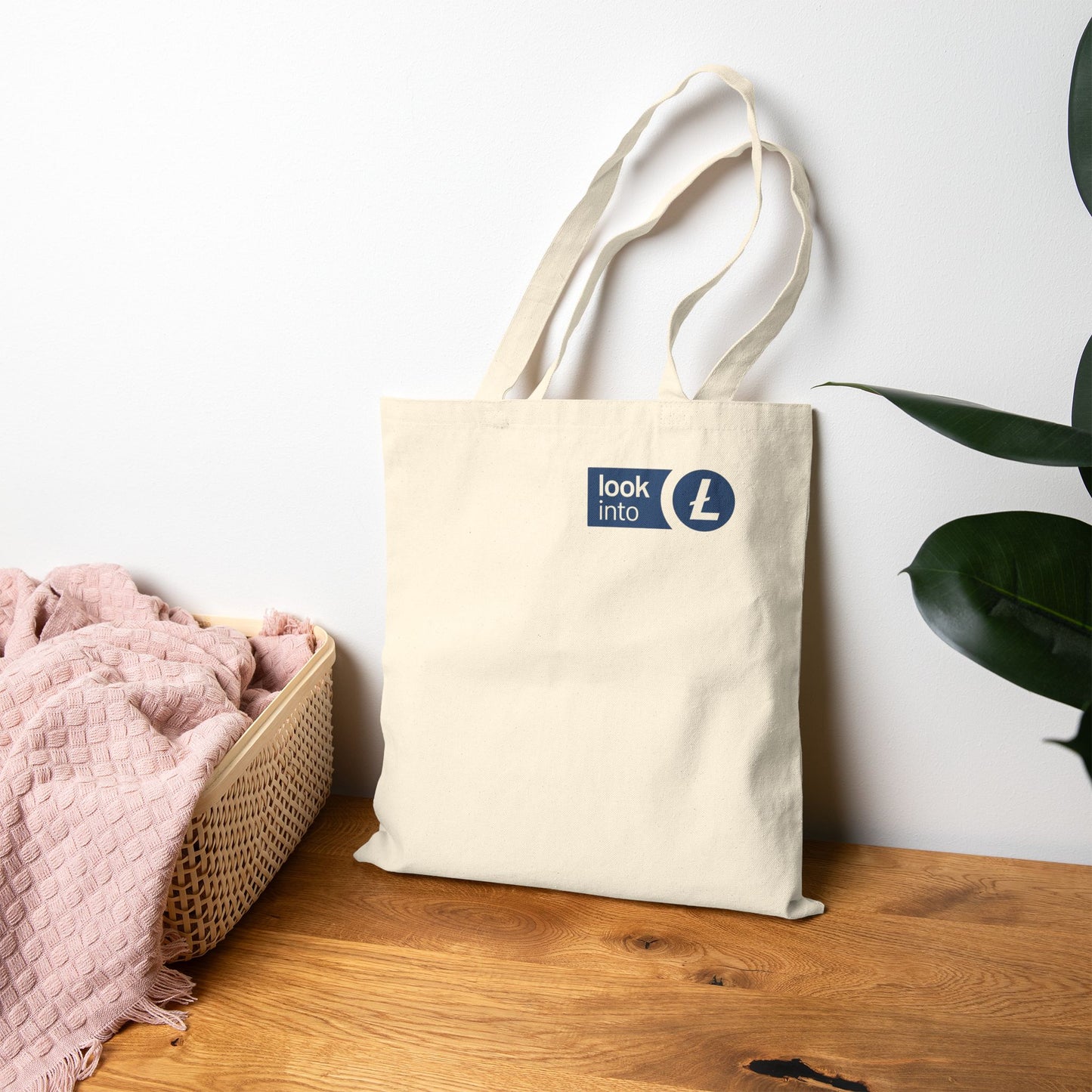Look Into Logo Cotton Tote Bag — Black Canvas Shopper