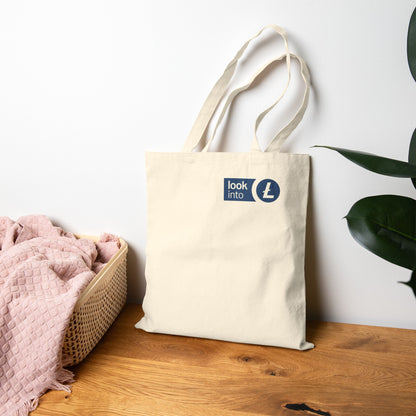 Look Into Logo Cotton Tote Bag — Black Canvas Shopper
