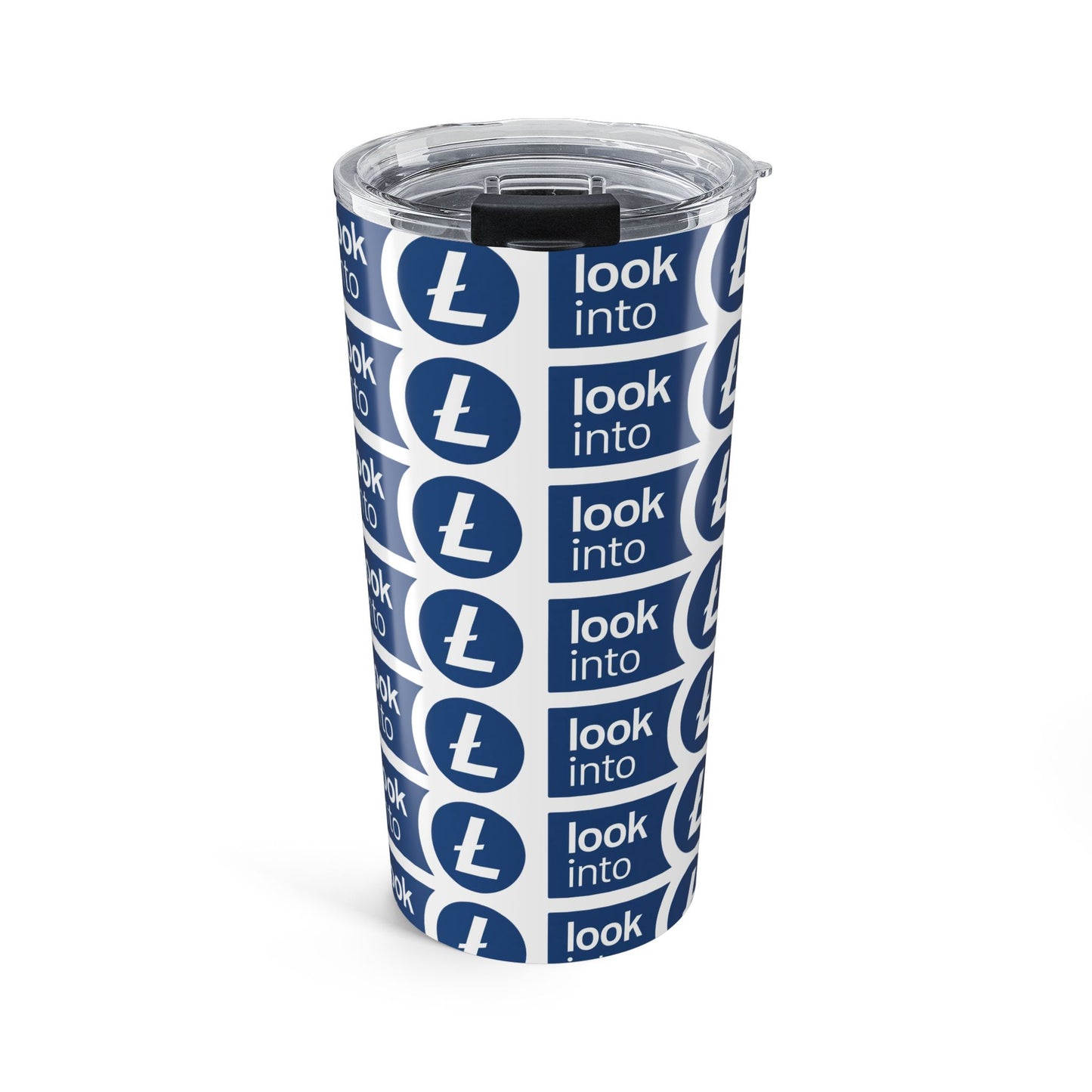 Look Into Blue 20oz Tumbler - Insulated Travel Cup with Repeating Logo Design