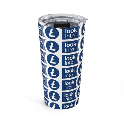 Look Into Blue 20oz Tumbler - Insulated Travel Cup with Repeating Logo Design
