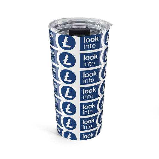 Look Into Blue 20oz Tumbler - Insulated Travel Cup with Repeating Logo Design