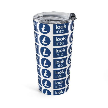 Look Into Blue 20oz Tumbler - Insulated Travel Cup with Repeating Logo Design