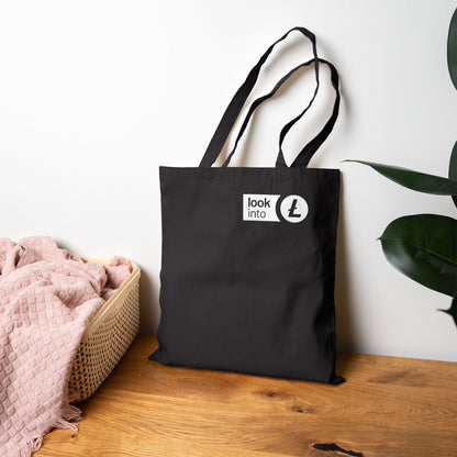 Look Into Logo Cotton Tote Bag — Black Canvas Shopper