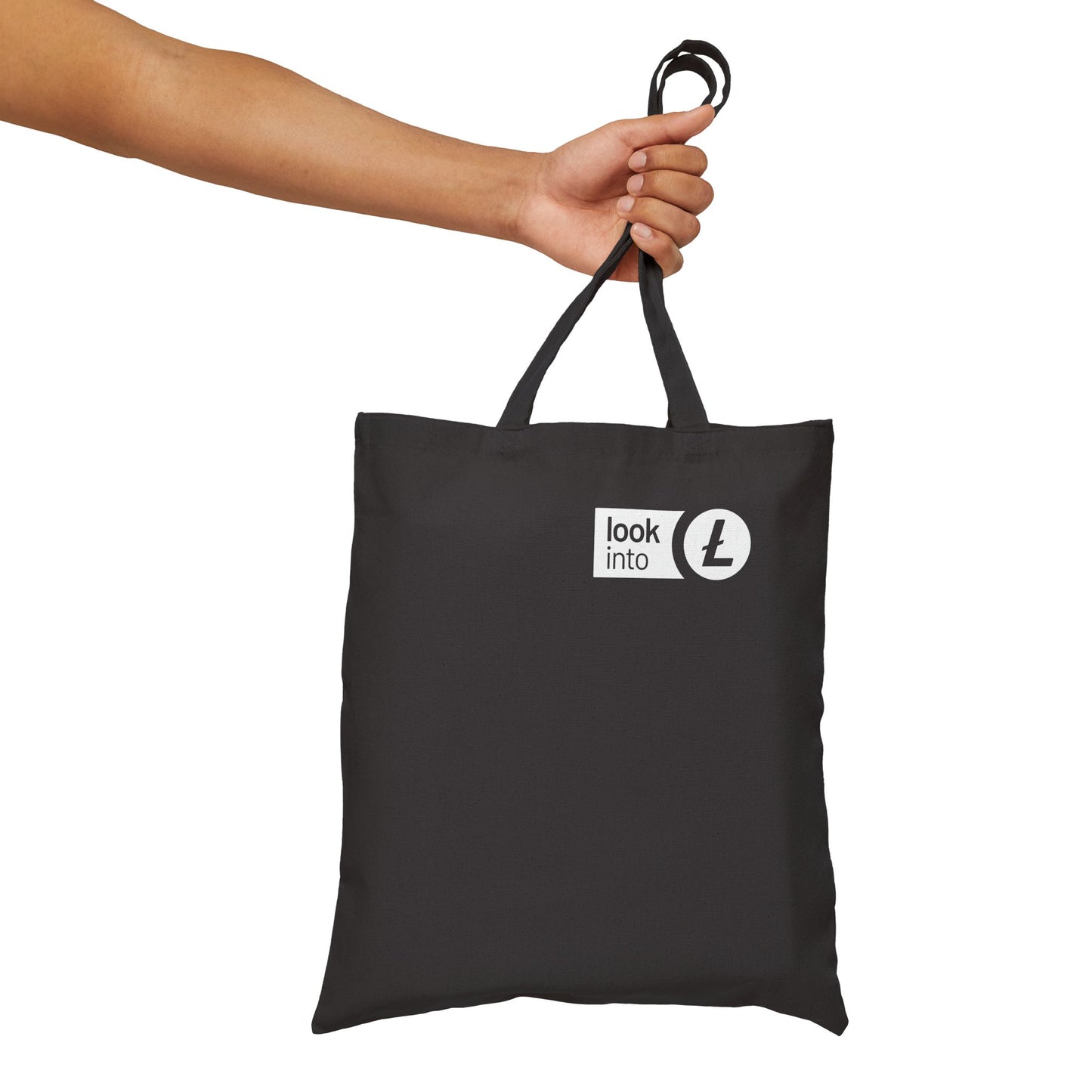 Look Into Logo Cotton Tote Bag — Black Canvas Shopper