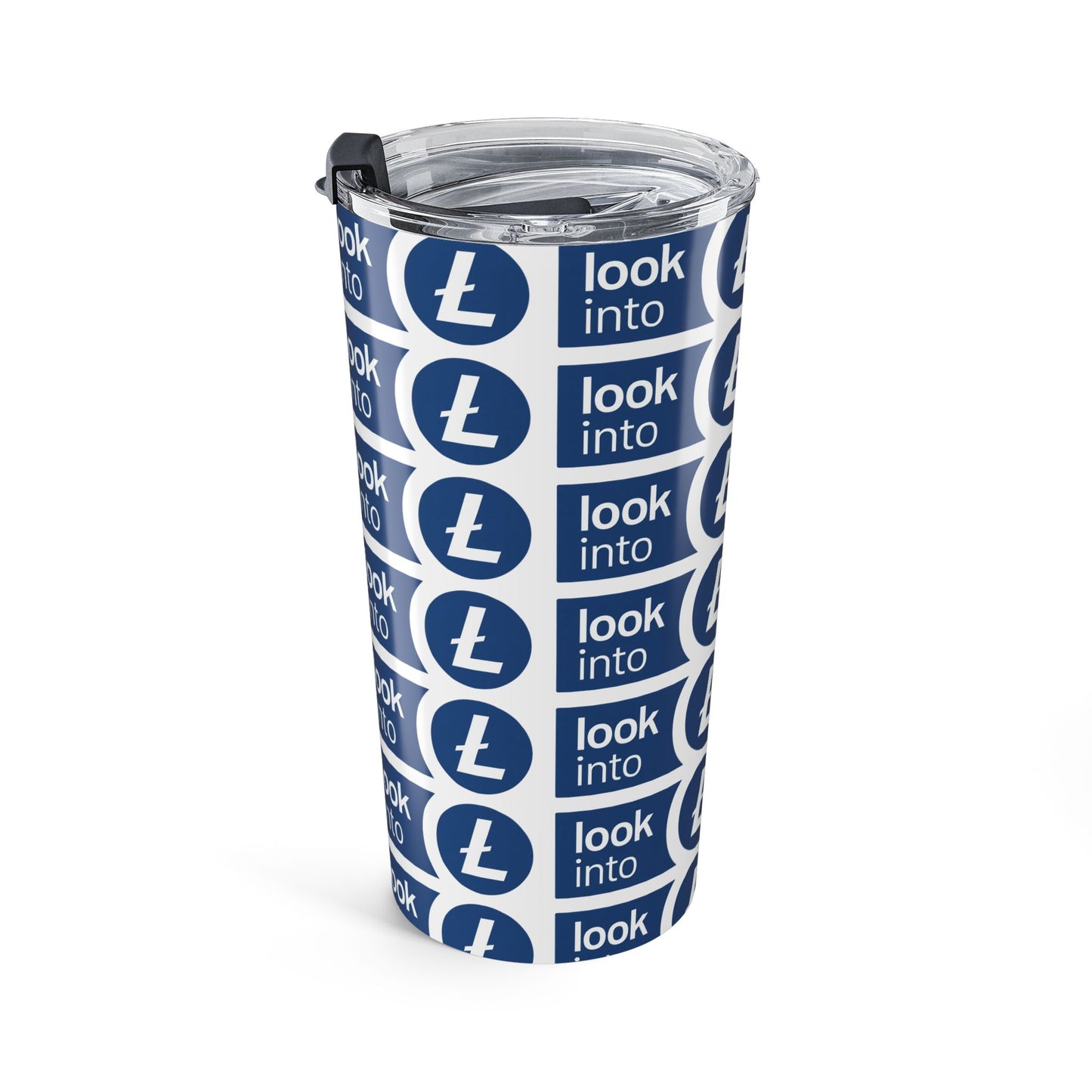 Look Into Blue 20oz Tumbler - Insulated Travel Cup with Repeating Logo Design