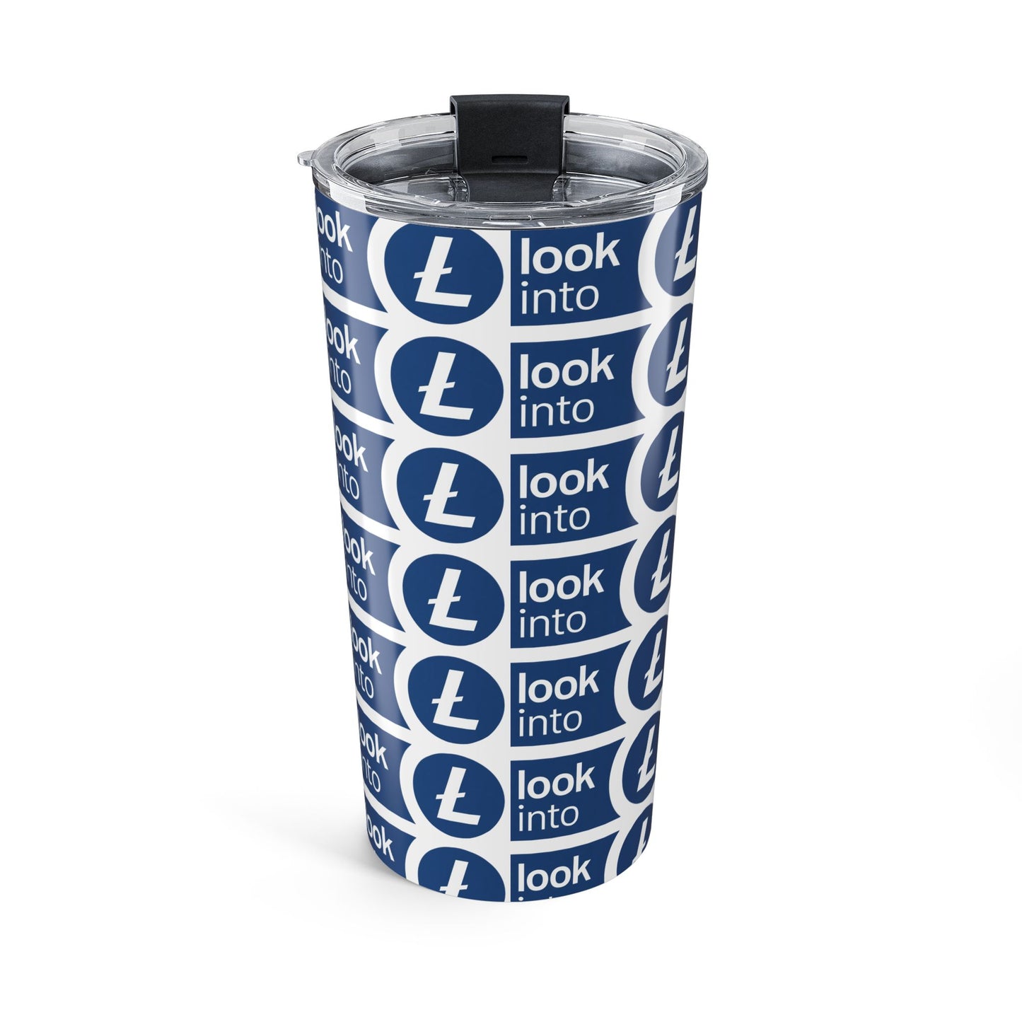 Look Into Blue 20oz Tumbler - Insulated Travel Cup with Repeating Logo Design