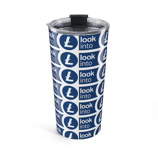 Look Into Blue 20oz Tumbler - Insulated Travel Cup with Repeating Logo Design