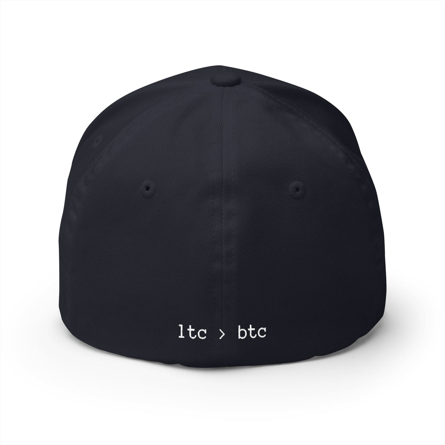Embroidered Crypto Logo Cap — 'look into ' Front & 'ltc > btc' Back