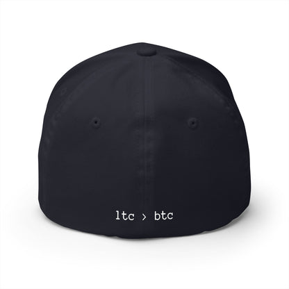 Embroidered Crypto Logo Cap — 'look into ' Front & 'ltc > btc' Back