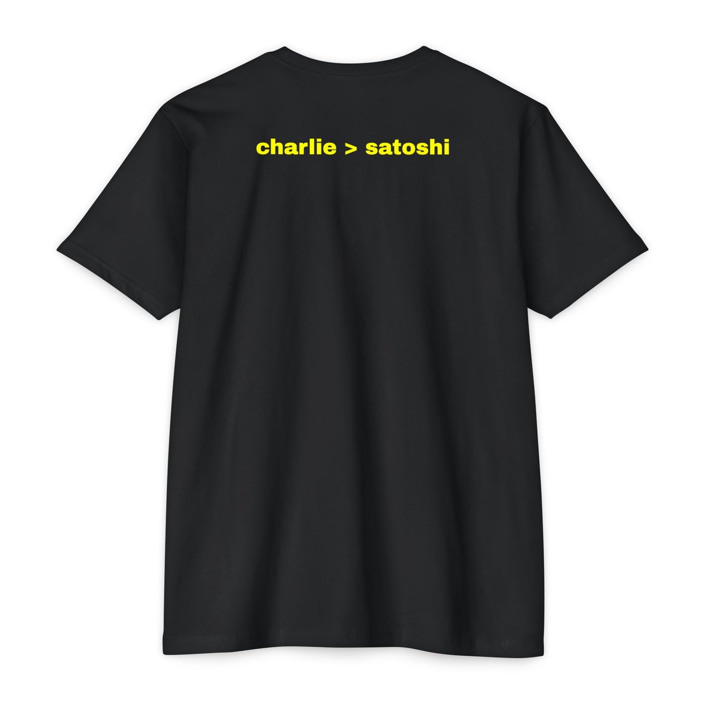 "MASTER" T-shirt with Charlie > Satoshi on the back