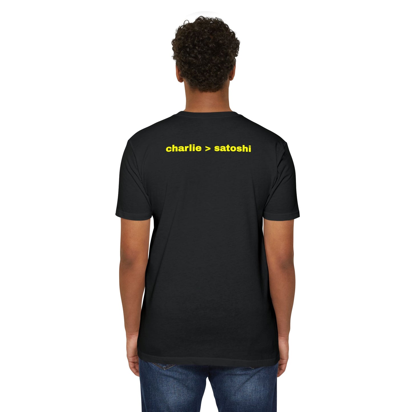 "MASTER" T-shirt with Charlie > Satoshi on the back
